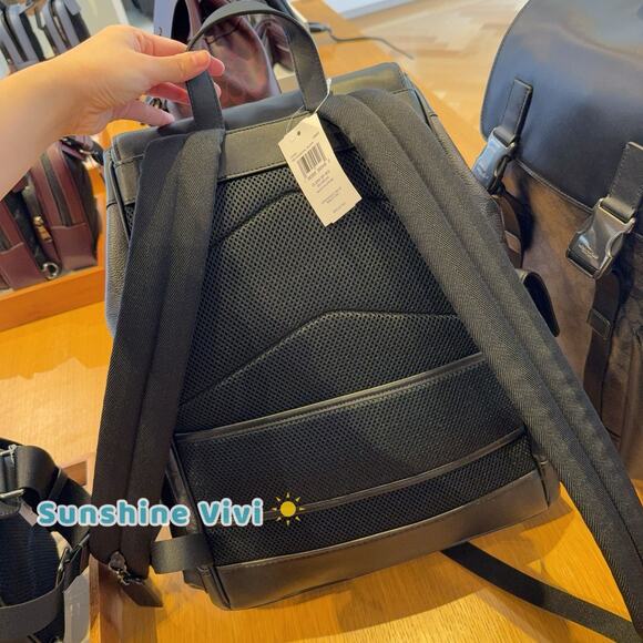 NWT COACH MEN'S Clark Backpack In Signature Canvas CCF90 Gunmetal/Charcoal/Black - Picture 5 of 6